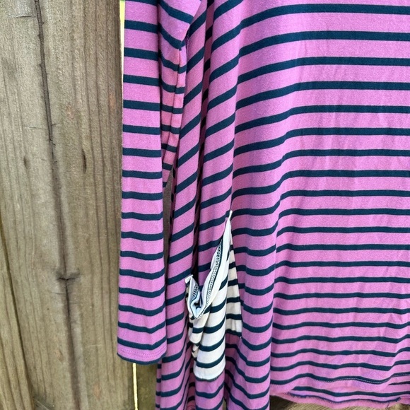 Matilda Jane Stretch Jersey Knit Striped Purple and Navy Long Sleeve Tunic Top - Picture 2 of 6